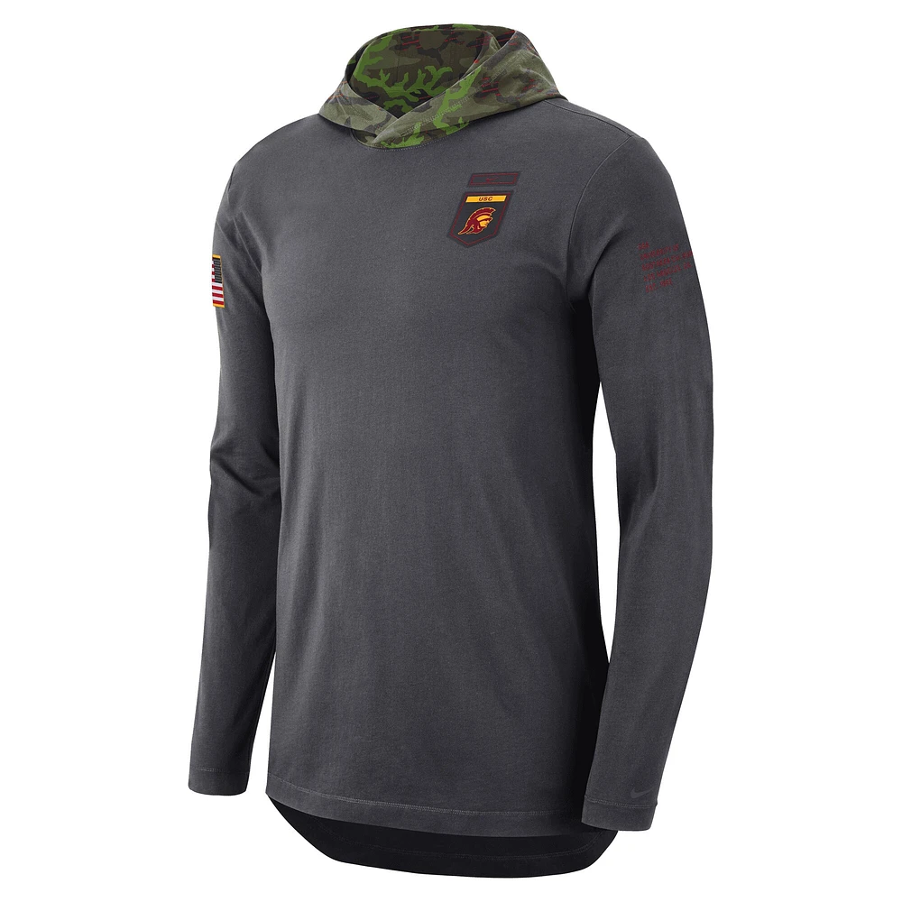 Men's Nike Anthracite USC Trojans Military Long Sleeve Hoodie T-Shirt