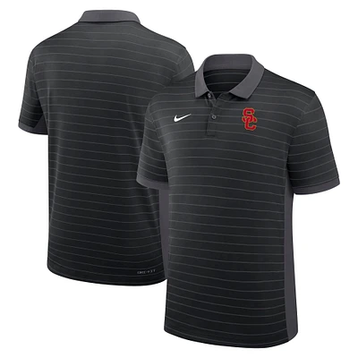 Polo Nike noir pour homme USC Trojans 2025, début de saison, à rayures Victory Sideline Performance