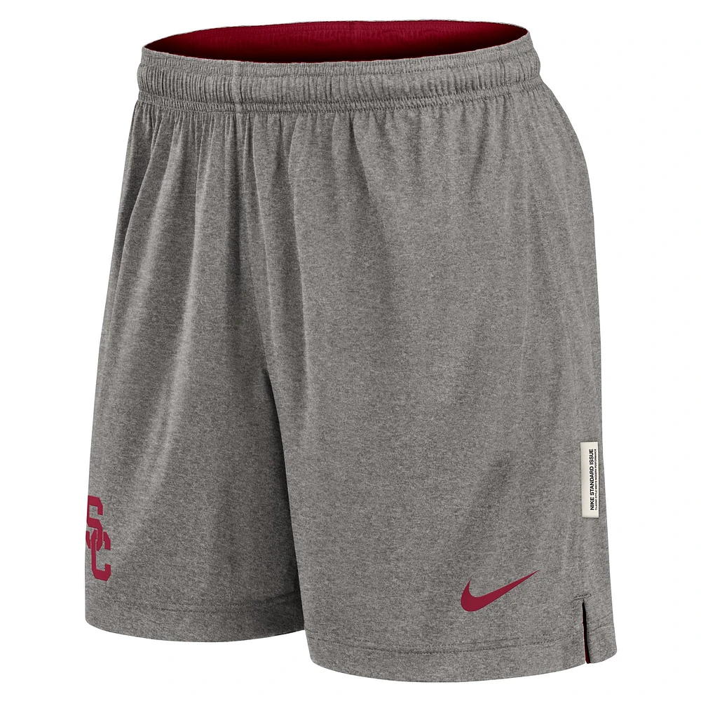 Short réversible Nike Cardinal/Heather Grey pour homme USC Trojans Player