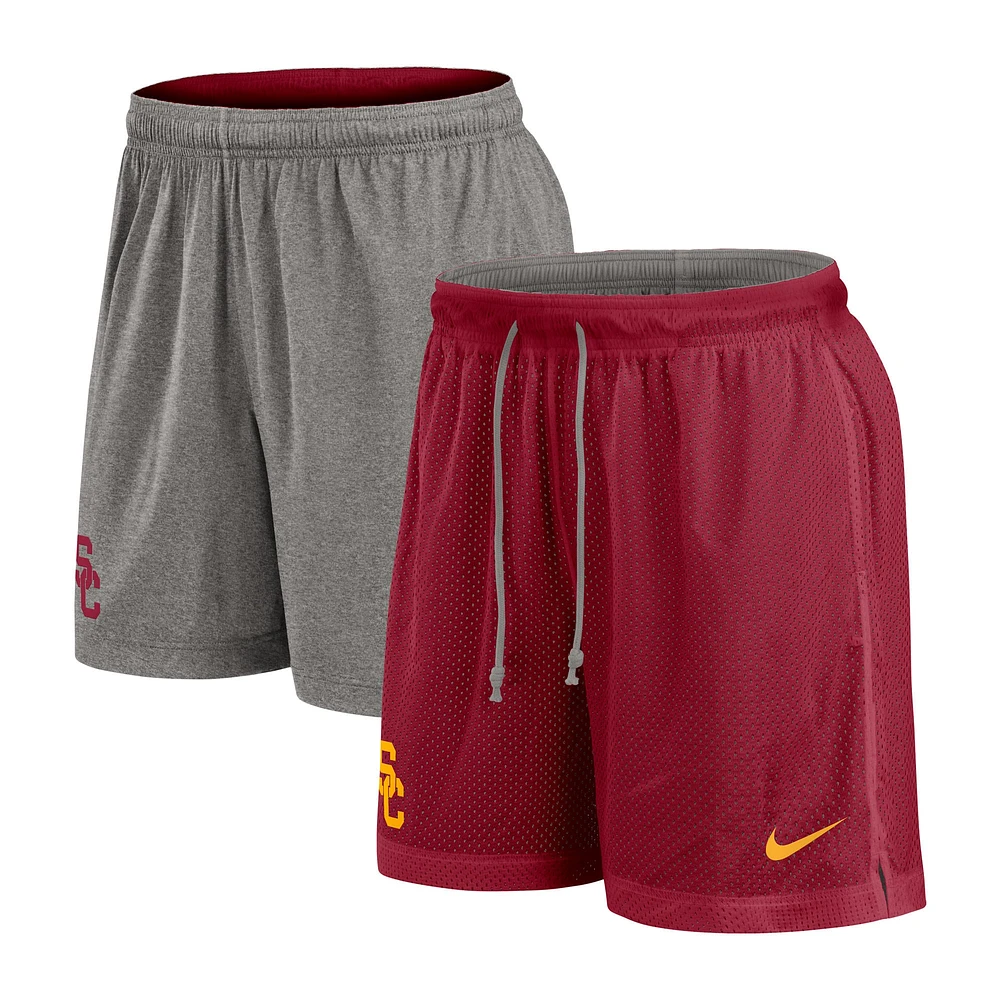 Short réversible Nike Cardinal/Heather Grey pour homme USC Trojans Player