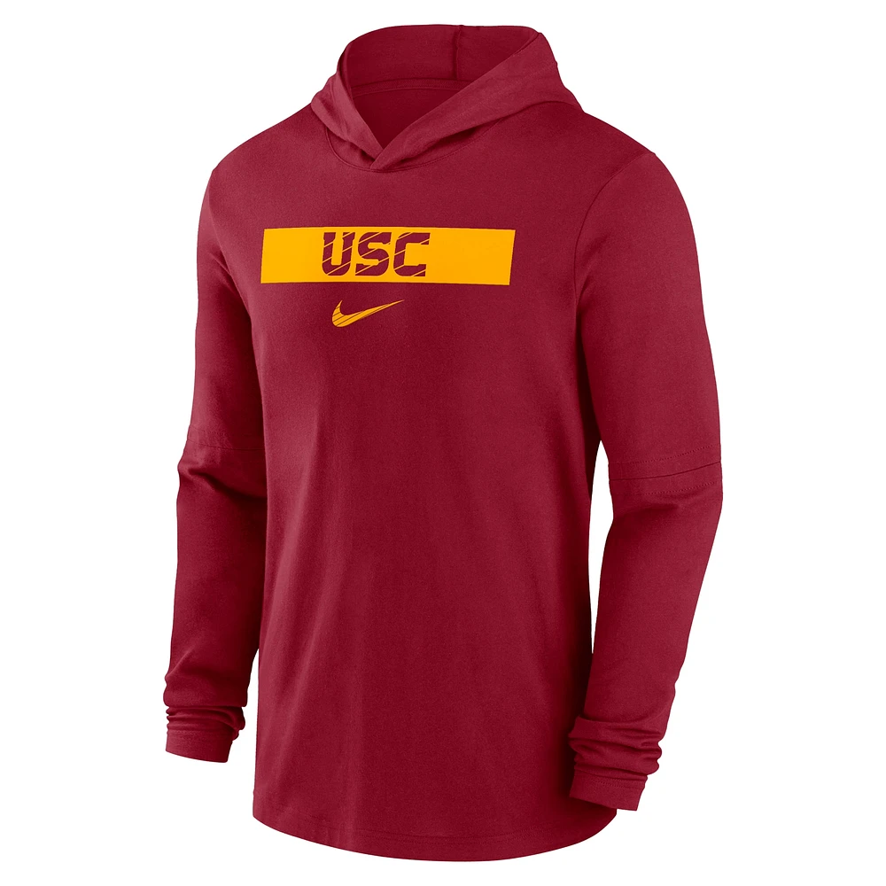Men's Nike Cardinal USC Trojans 2024 Sideline Hoodie Performance Long Sleeve T-Shirt