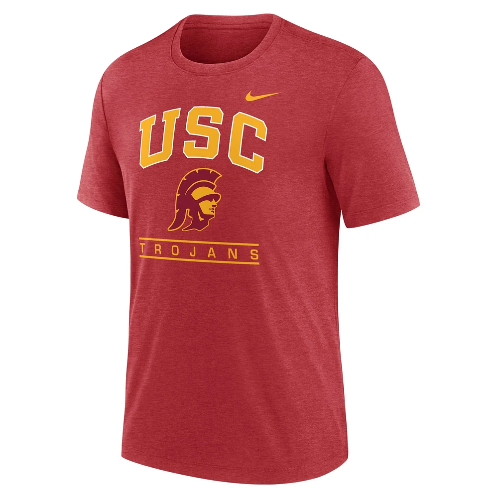 Men's Nike Cardinal USC Trojans Arch Over Logo Tri-Blend T-Shirt