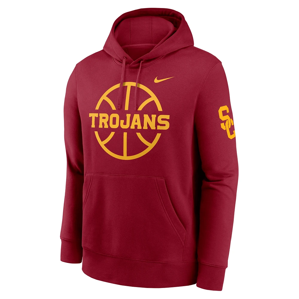 Men's Nike  Cardinal USC Trojans Basketball Icon Club Fleece Pullover Hoodie