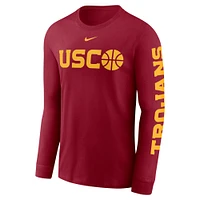 Men's Nike  Cardinal USC Trojans Basketball Icon Two-Hit Long Sleeve T-Shirt