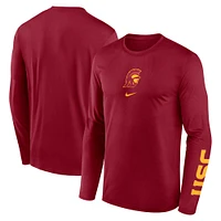 Men's Nike  Cardinal USC Trojans Primetime Center Lockup Two-Hit Legend Performance Long Sleeve T-Shirt