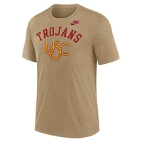 Men's Nike Heather Light Brown USC Trojans Legacy Arch Tri-Blend T-Shirt
