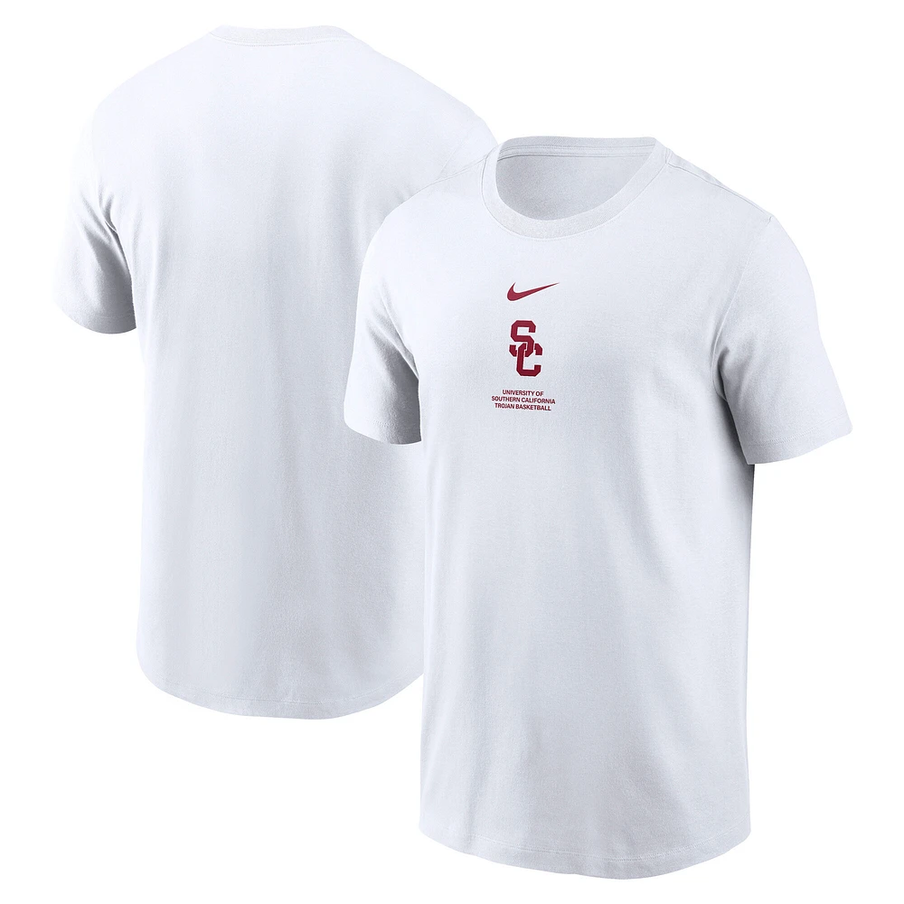 T-shirt Nike blanc USC Trojans 2024 pour homme, vêtement de performance basketball sur le terrain