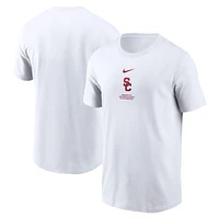T-shirt Nike blanc USC Trojans 2024 pour homme, vêtement de performance basketball sur le terrain