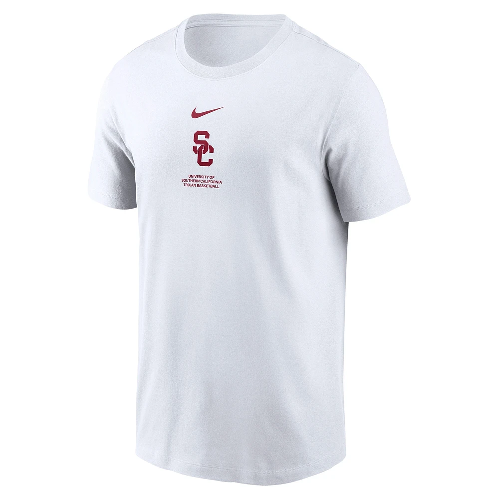 T-shirt Nike blanc USC Trojans 2024 pour homme, vêtement de performance basketball sur le terrain