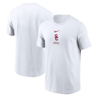 T-shirt Nike blanc USC Trojans 2024 pour homme, vêtement de performance basketball sur le terrain
