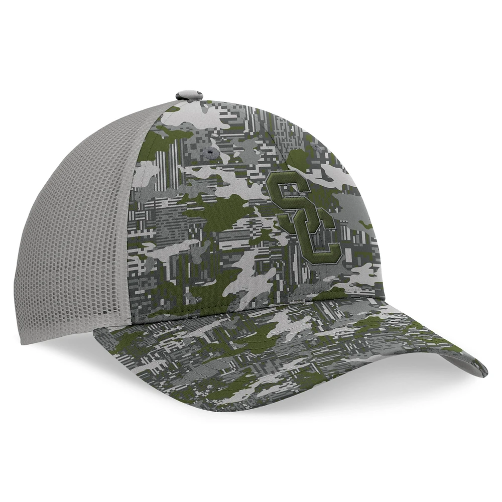 Men's Top of the World Gray USC Trojans OHT Military Appreciation Pledge Trucker Camo Adjustable Hat
