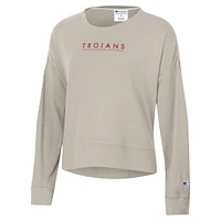 Women's Champion Tan USC Trojans Sueded Pullover Sweatshirt
