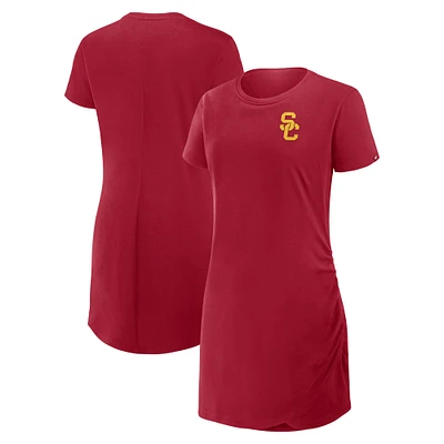 Robe t-shirt drapée froncée Fanatics Cardinal USC Trojans pour femme