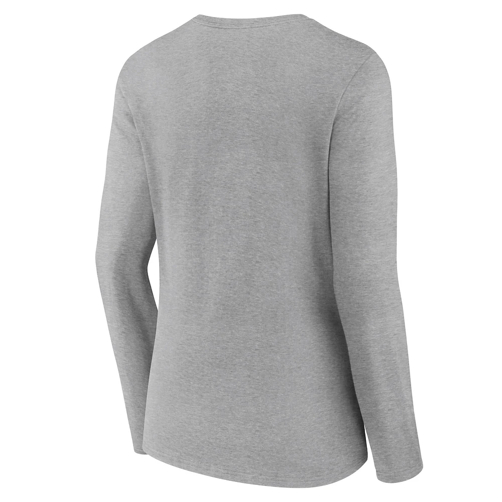 Women's Fanatics Heather Gray USC Trojans Basic Arch Long Sleeve V-Neck T-Shirt