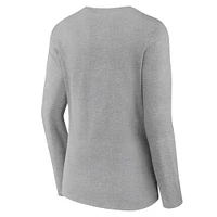 Women's Fanatics Heather Gray USC Trojans Basic Arch Long Sleeve V-Neck T-Shirt