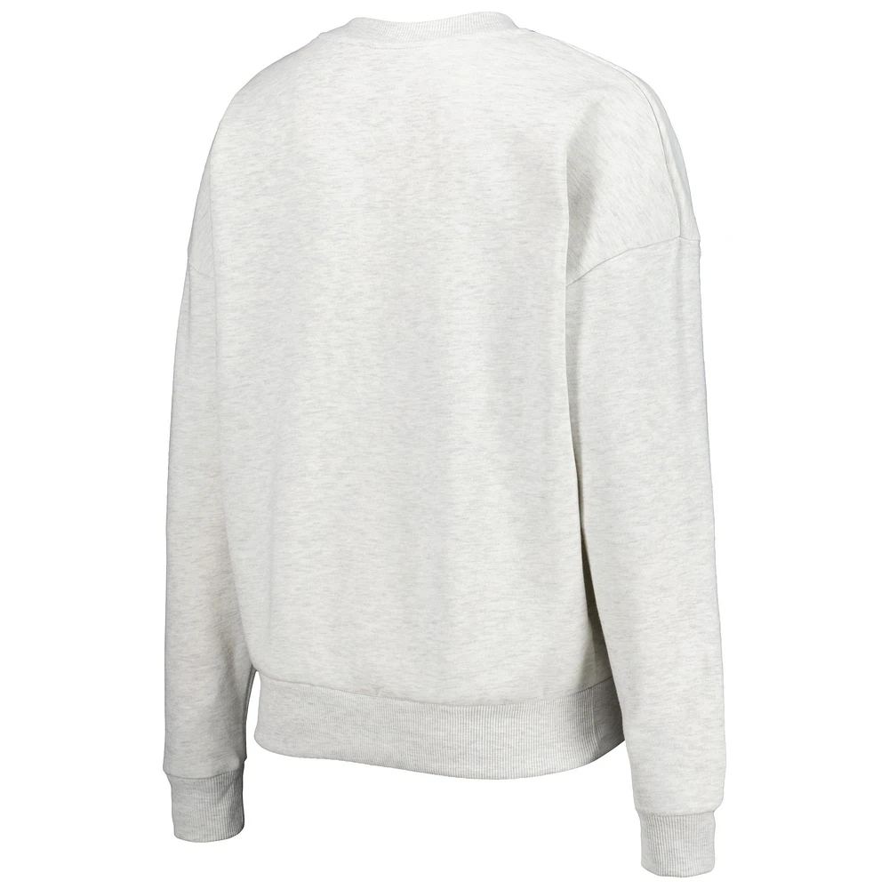 Women's Gameday Couture Heather Gray USC Trojans Chenille Patch Fleece Pullover Sweatshirt