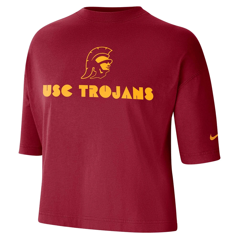 Women's Nike Cardinal USC Trojans Crop Performance T-Shirt