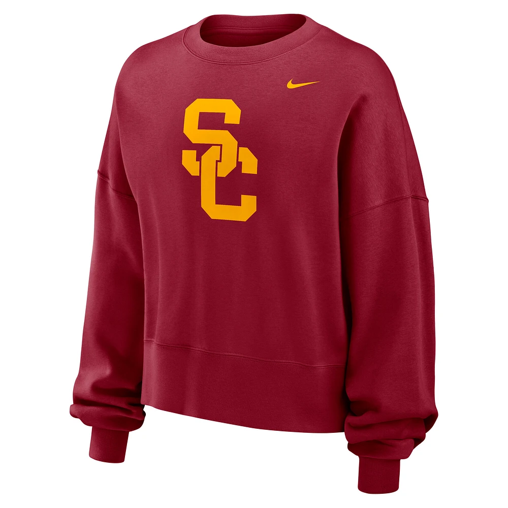Women's Nike Cardinal USC Trojans Oversized Essential Pullover Sweatshirt