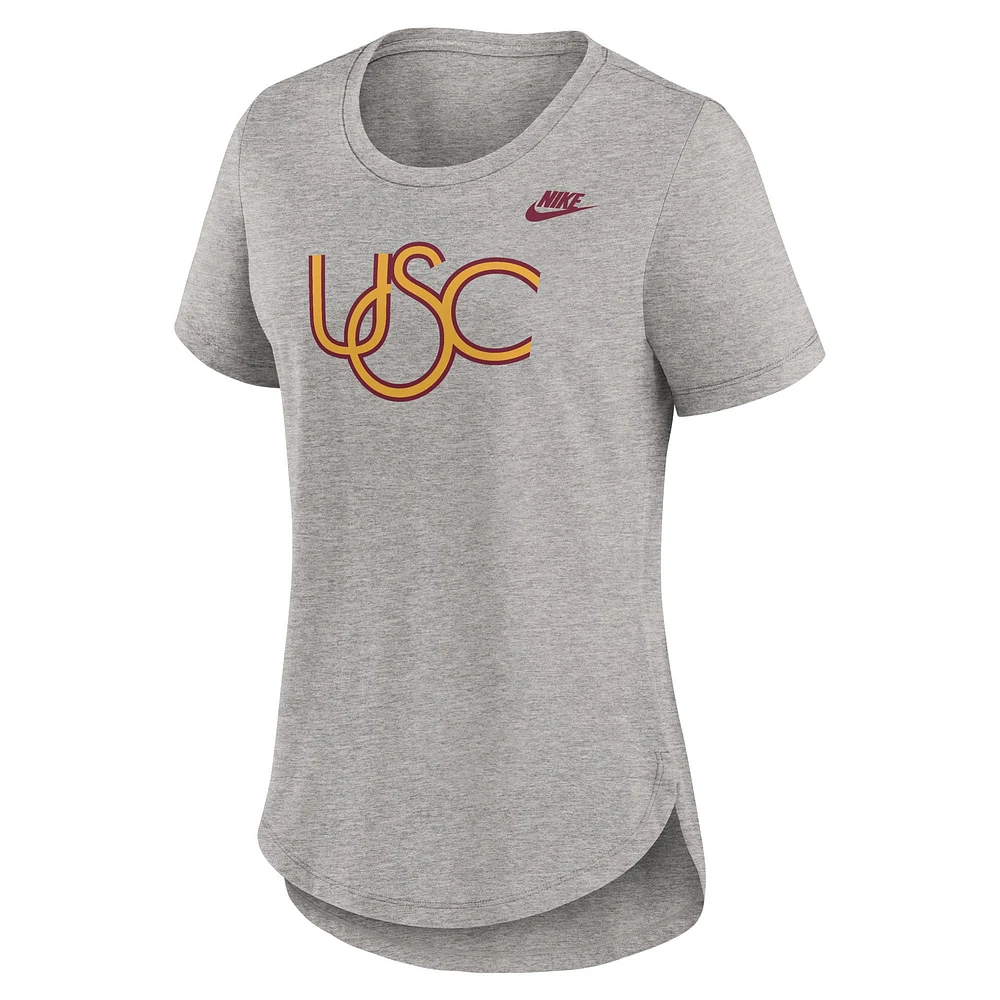 T-shirt Nike gris chiné USC Trojans Legacy Tri-Blend pour femme
