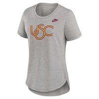 T-shirt Nike gris chiné USC Trojans Legacy Tri-Blend pour femme