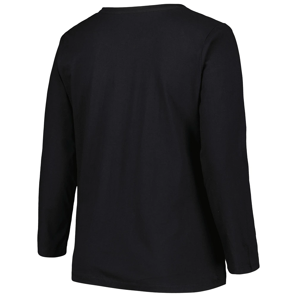 Women's Profile Black USC Trojans Plus Arch Over Logo Scoop Neck Long Sleeve T-Shirt