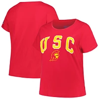 Women's Profile Cardinal USC Trojans Plus Arch Over Logo Scoop Neck T-Shirt