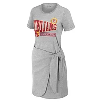 Women's WEAR by Erin Andrews Heather Gray USC Trojans Knotted T-Shirt Dress