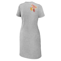 Women's WEAR by Erin Andrews Heather Gray USC Trojans Knotted T-Shirt Dress