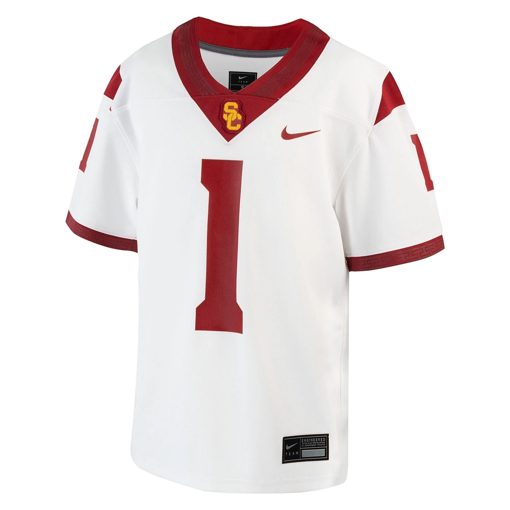 Youth Nike #1 White USC Trojans 1st Armored Division Old Ironsides Untouchable Football Jersey