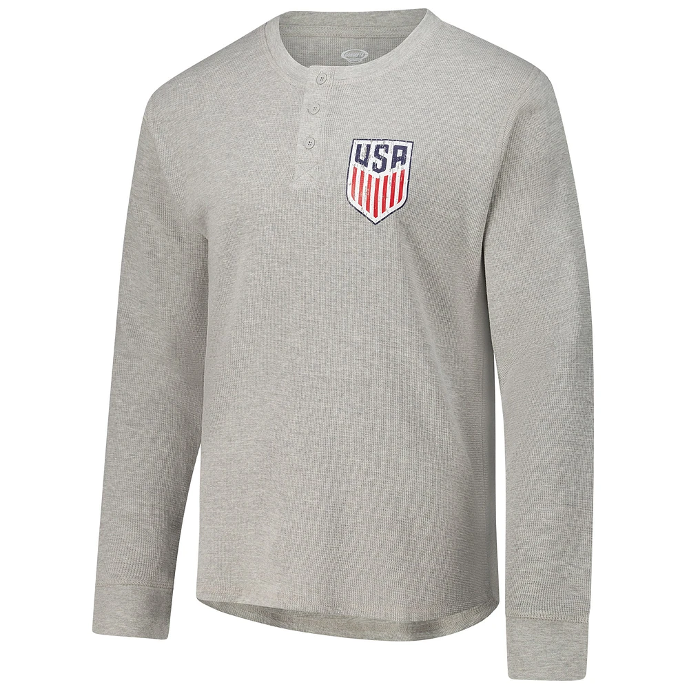 Men's Concepts Sport Gray USMNT Region Thermal Knit Henley Long Sleeve T-Shirt