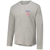 Men's Concepts Sport Gray USMNT Region Thermal Knit Henley Long Sleeve T-Shirt