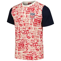 Men's Cream USMNT Allover Print Heavy Relaxed Fit T-Shirt