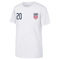 T-shirt blanc avec nom et numéro USMNT Folarin Balogun pour jeunes