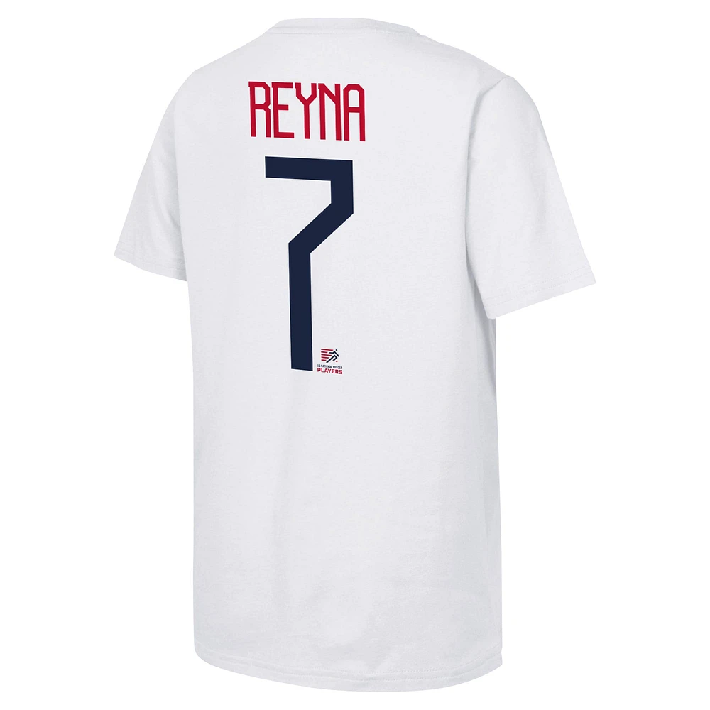 T-shirt blanc avec nom et numéro USMNT pour jeunes Giovanni Reyna