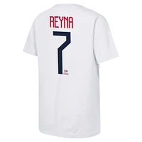 T-shirt blanc avec nom et numéro USMNT pour jeunes Giovanni Reyna