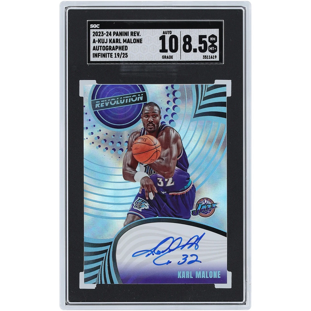 Karl Malone Utah Jazz Autographed 2023-24 Panini Revolution Infinite #A-KUJ #19/25 SGC Authenticated 8.5/10 Card