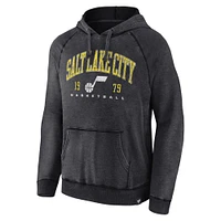 Men's Fanatics Heather Charcoal Utah Jazz Foul Trouble Snow Wash Raglan Pullover Hoodie