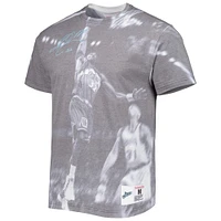 T-shirt pour homme Mitchell & Ness Karl Malone gris chiné Utah Jazz au-dessus du bord