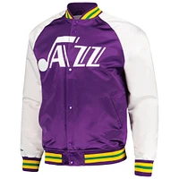 Men's Mitchell & Ness Purple Utah Jazz Double Clutch Satin Raglan Full-Snap Jacket