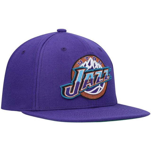 Casquette Snapback Utah Jazz Hardwood Classics Team Ground 2.0 violette Mitchell & Ness pour hommes