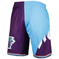Men's Mitchell & Ness Turquoise/Purple Utah Jazz Hardwood Classics 1996 Split Swingman Shorts