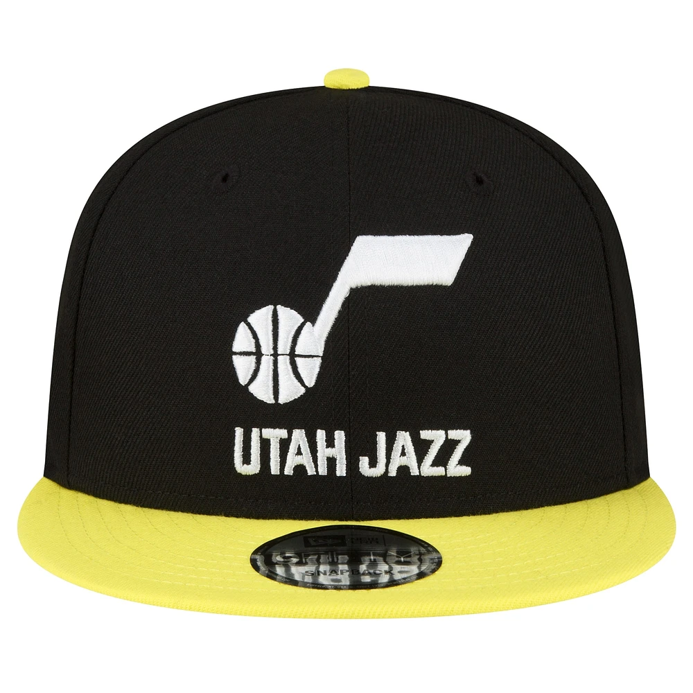 Men's New Era Black/Yellow Utah Jazz Official Team Color 2Tone 9FIFTY Snapback Hat