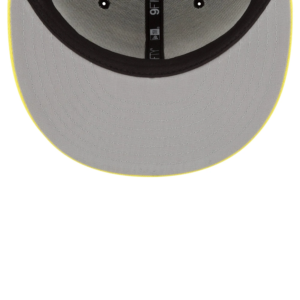 Men's New Era Black/Yellow Utah Jazz Official Team Color 2Tone 9FIFTY Snapback Hat