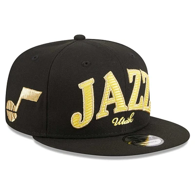 Casquette Snapback 9FIFTY Utah Jazz Golden Tall Text New Era noire pour homme