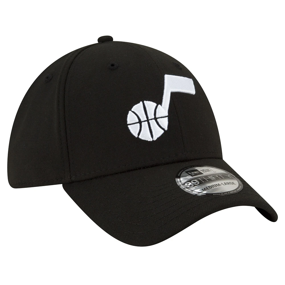 Men's New Era Black Utah Jazz Logo 39THIRTY Flex Hat