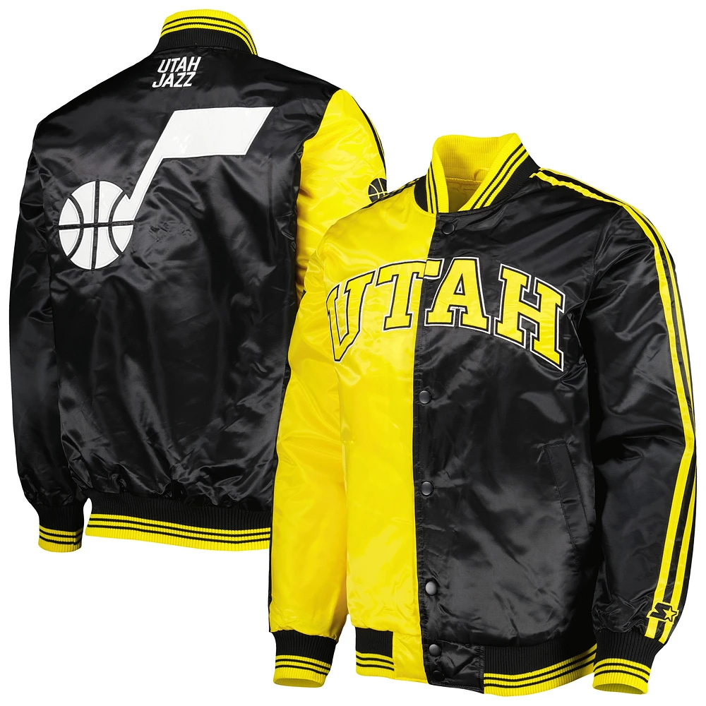 Veste Starter Or/Noir Utah Jazz Fast Break Satin Full-Snap pour homme
