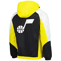 Men's Starter Gold Utah Jazz Body Check Raglan Hoodie Half-Zip Jacket