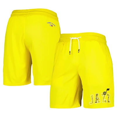 Tommy Jeans - Short de basket en maille jaune Utah Jazz Mike pour homme