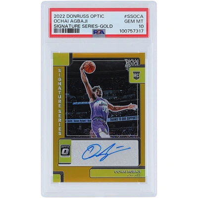 Carte de recrue authentifiée Panini Donruss Optic Gold Prizm #SS-OCA #10/10 PSA 2022-23 autographiée par Ochai Agbaji Utah Jazz