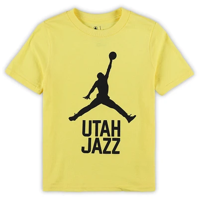 T-shirt Jumpman essentiel Jordan Brand Gold Utah Jazz pour enfants d'âge préscolaire